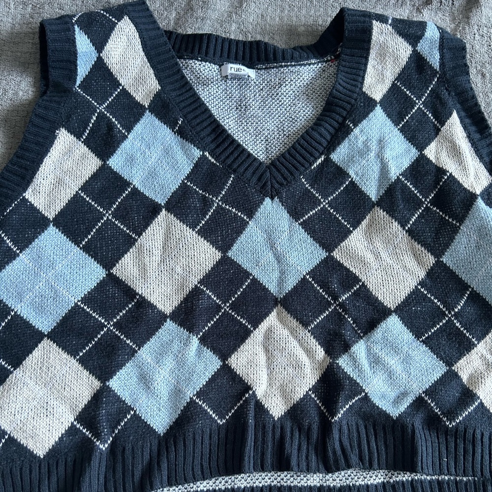 Blue Checkered Sweater Vest